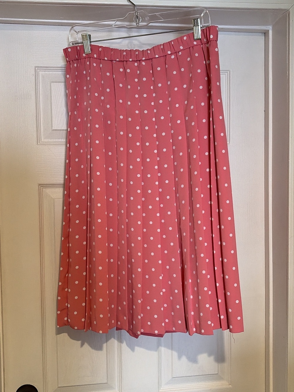 Vintage The Tog Shop Petites Pink Polka Dot Pleated Midi Skirt Size 14P